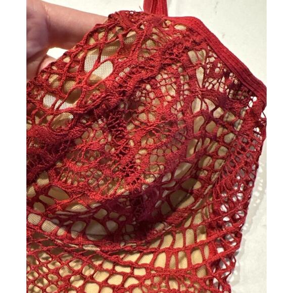 For Love & Lemons Skivvies Size XS Red Nude Underwire Bralette Bra Festival READ - Picture 3 of 8